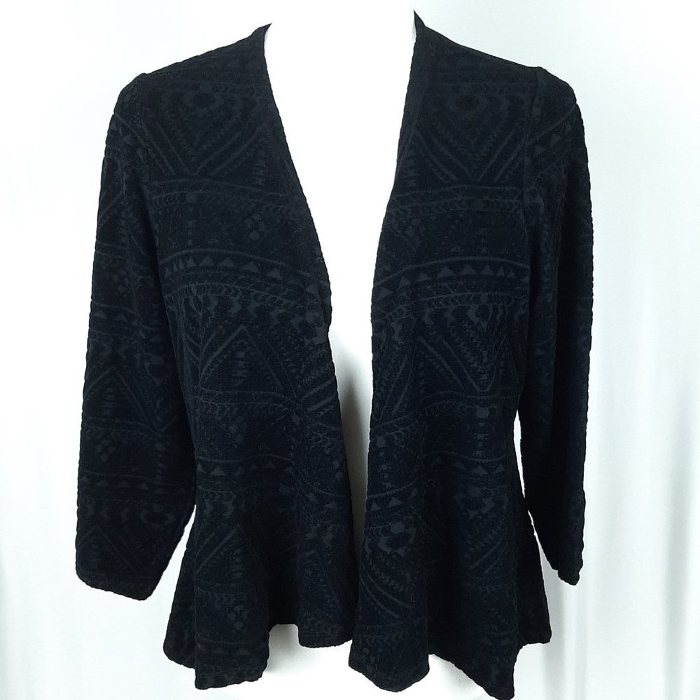 Torrid Black Flocked Jersey Hilo Velour Cardigan